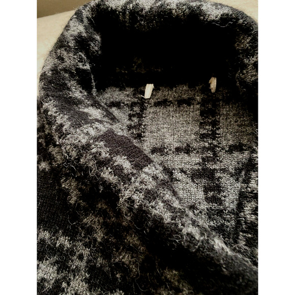 Cynthia Rowley Jacket Womens Large Wool Blend Plaid Wrap Sweater Hipster Coat - Picture 9 of 16